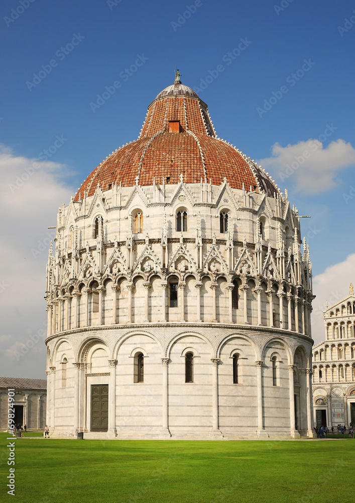 Pisa. Baptistry, Cathedral, Italy. Europe