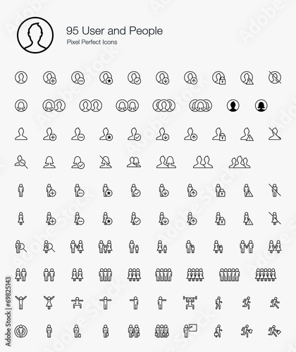 95 User and People Pixel Perfect Icons (line style)