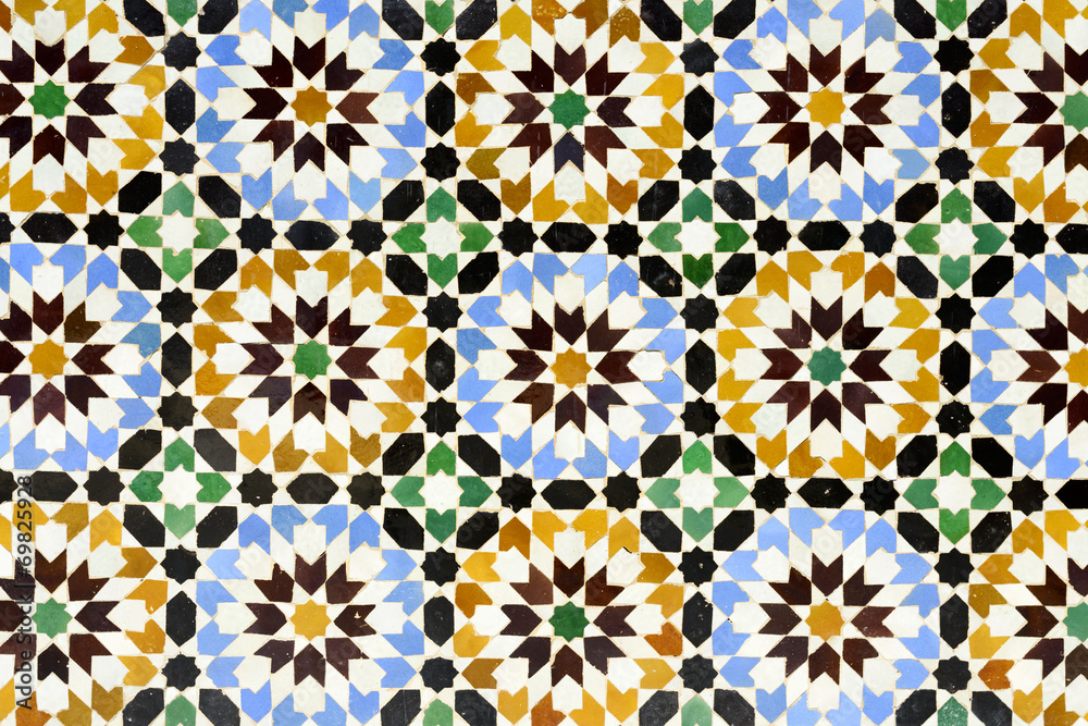Morrocan traditional mosaic ornament from Ben Youssef Madrasa
