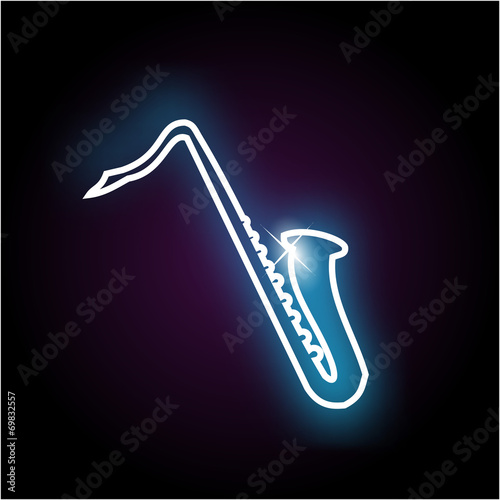 Neon saxophone vector