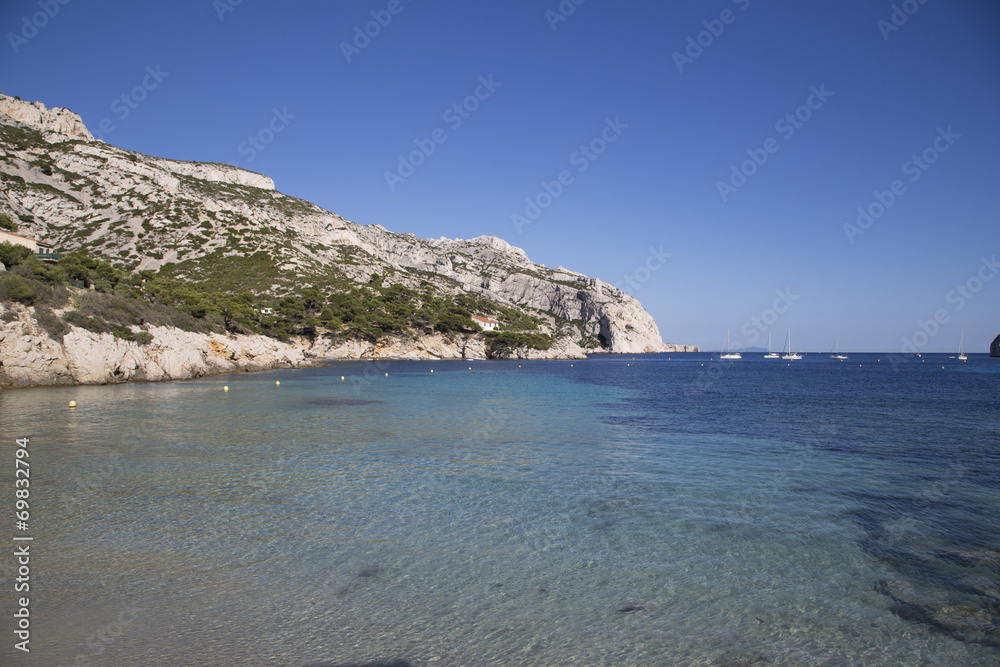 View of the bay Sormiou in the Calanques, Marseille, France