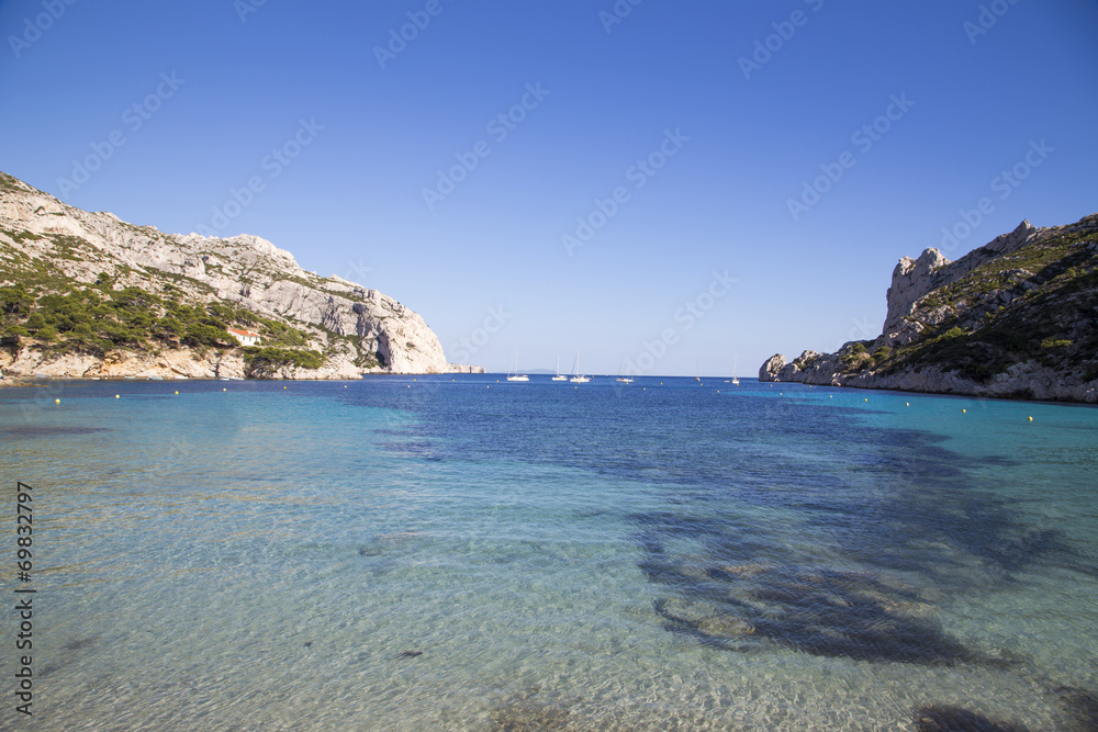View of the bay Sormiou in Calanques, Marseille, South France