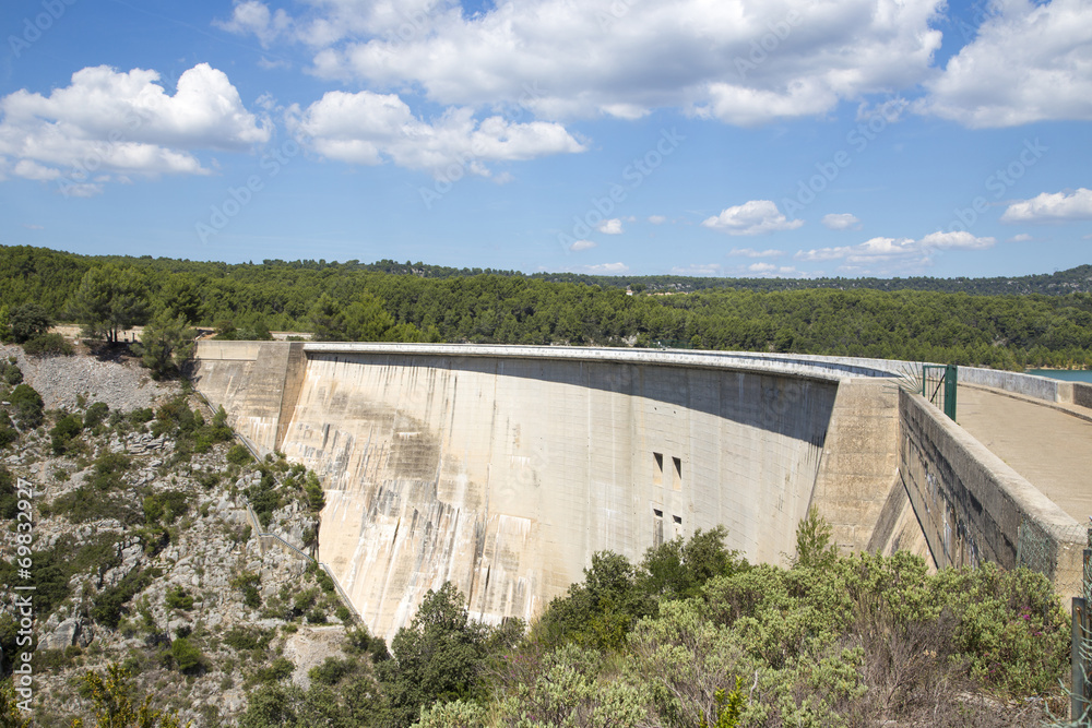 Dam wall in Bimont park, Provence, France