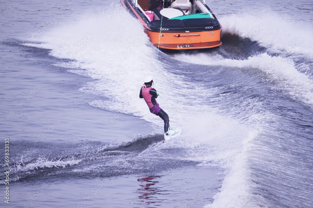 Naklejka premium ウェイクボード