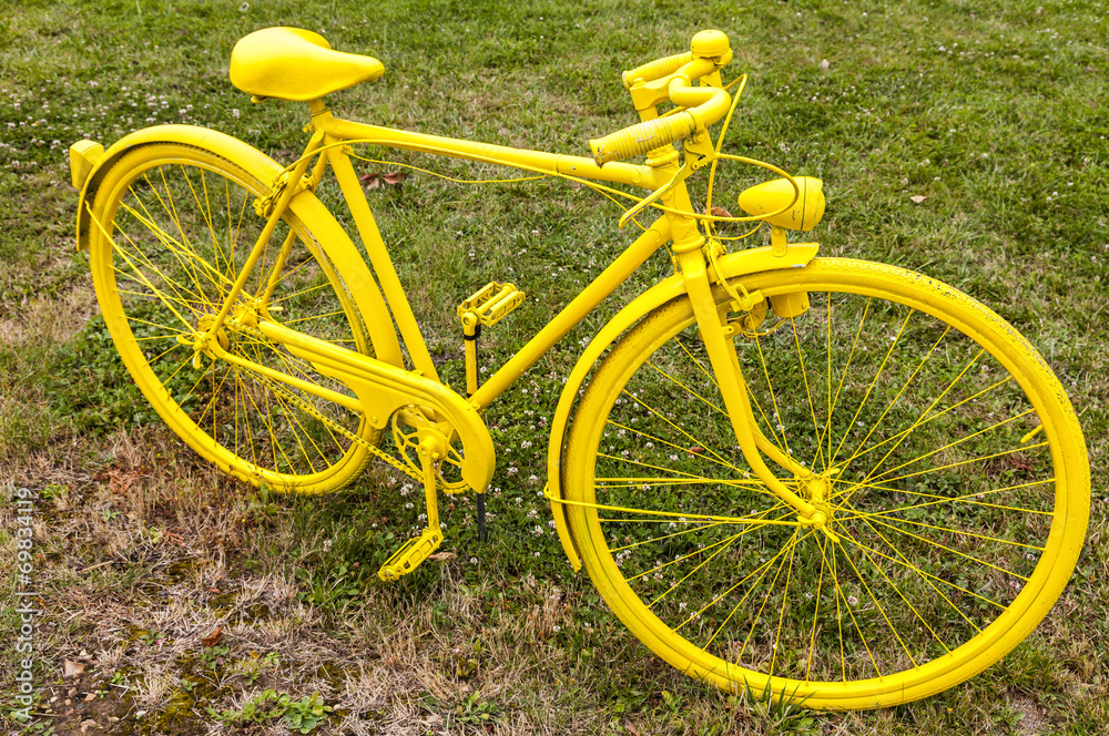 Old Yellow Bicycle in a Field Old Yellow Bicycle in a Field
