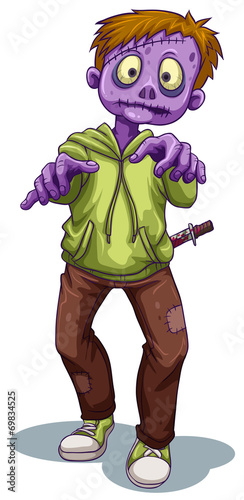 A scary zombie with a knife