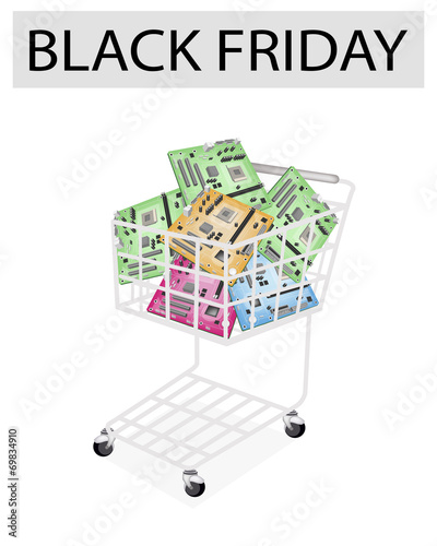 Computer Motherboard in Black Friday Shopping Cart