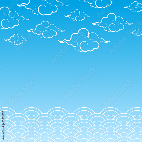 Decorate clouds and sea