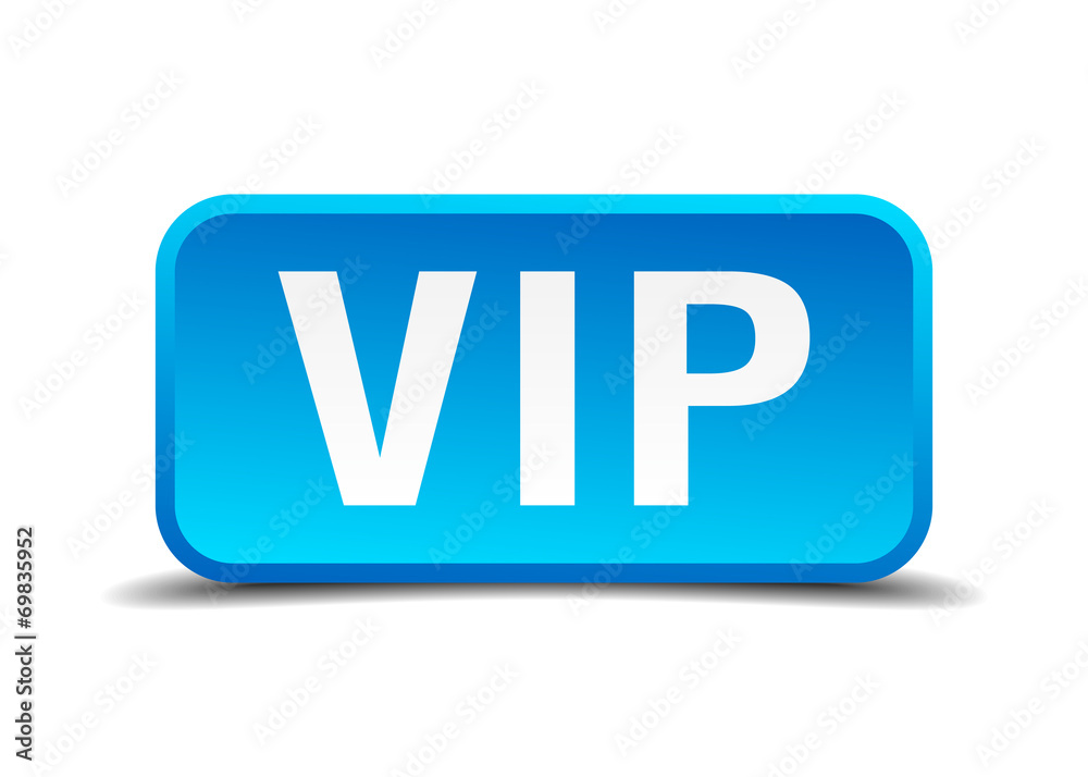 Vip blue 3d realistic square isolated button Vip blue 3d realistic square isolated button