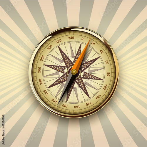 Background with compass, retro design.