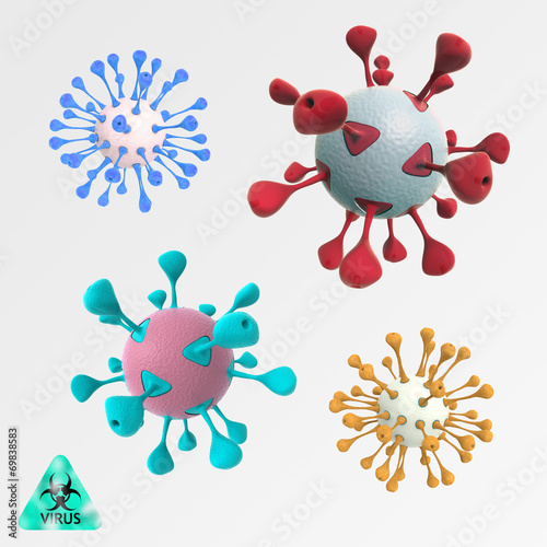 Colorful illustration set of round viruses 3