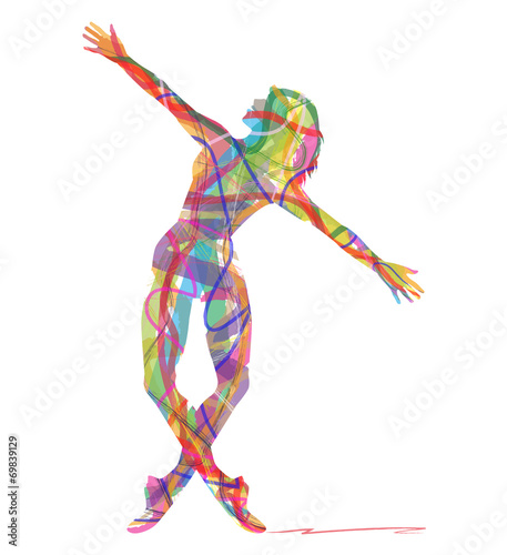 silhouette di ballerina composta da colori