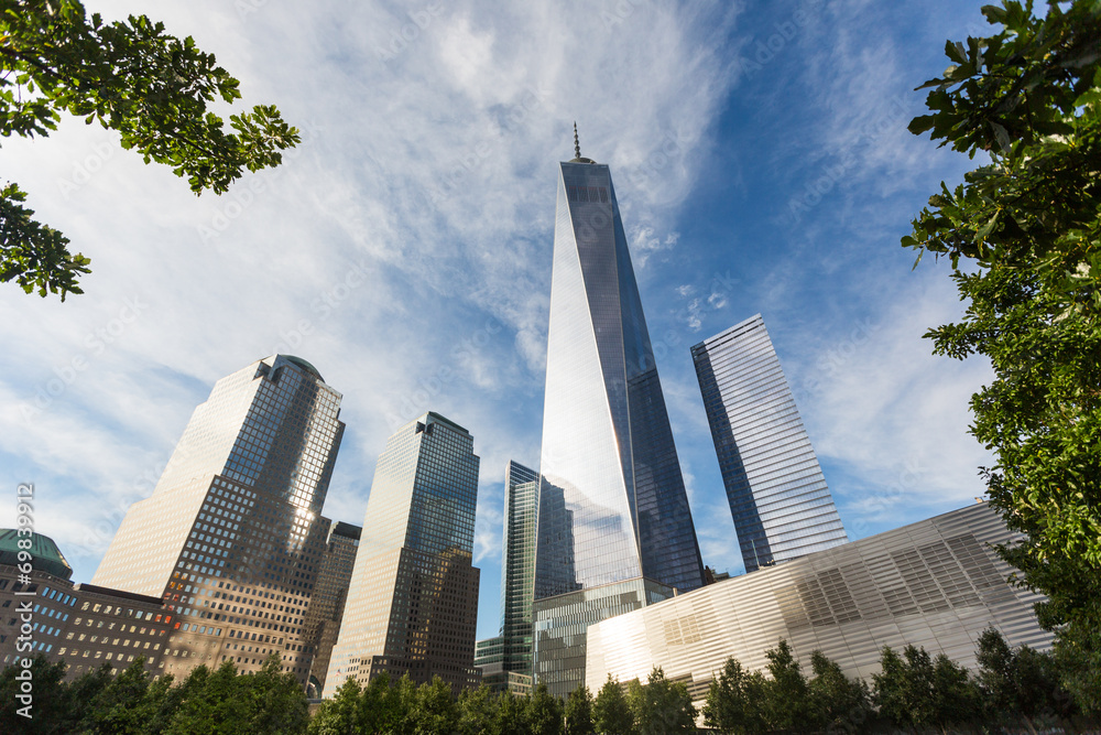 Fototapeta premium Freedom Tower and shortest Skyscrapers in Lower Manhattan, New Y