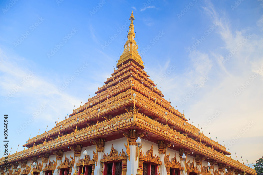 top of golden pagoda at the Thai temple, Khon kaen Thailand