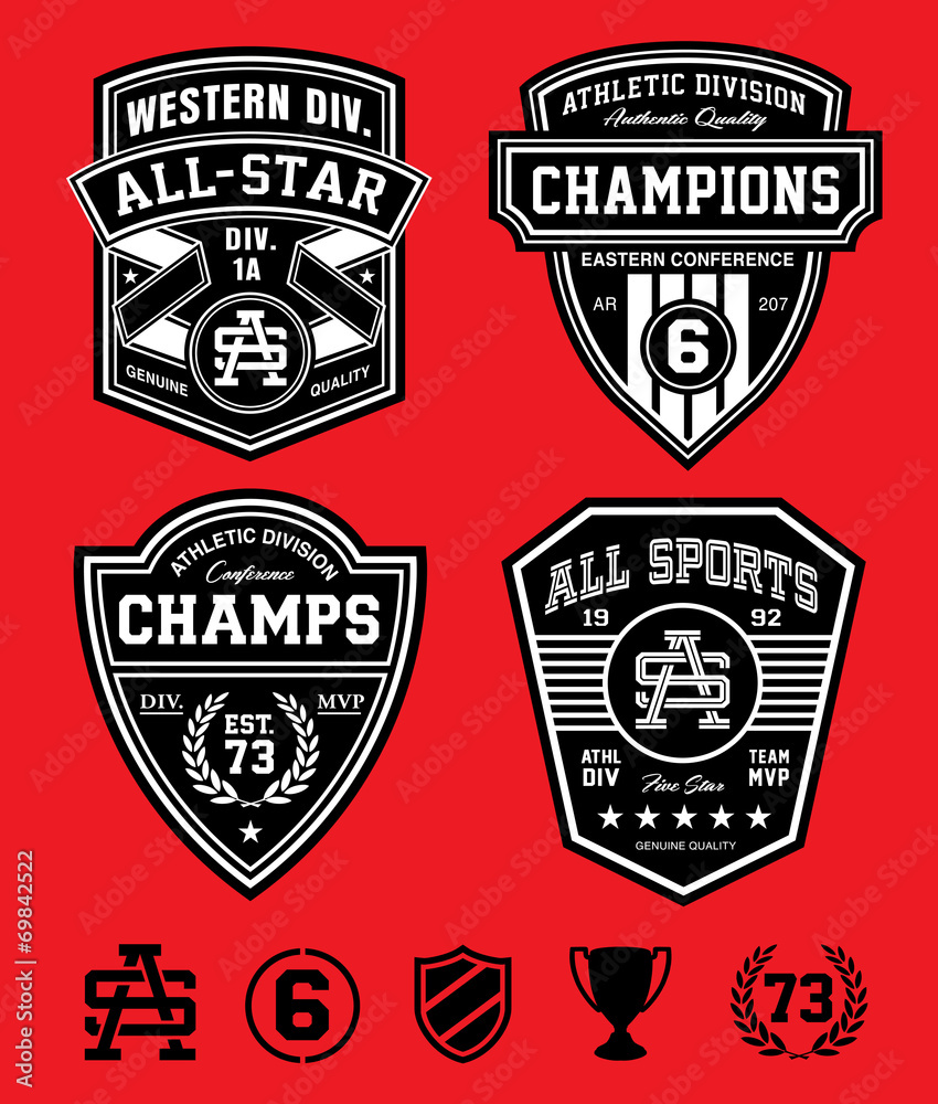 Naklejka premium Athletic patch emblem set