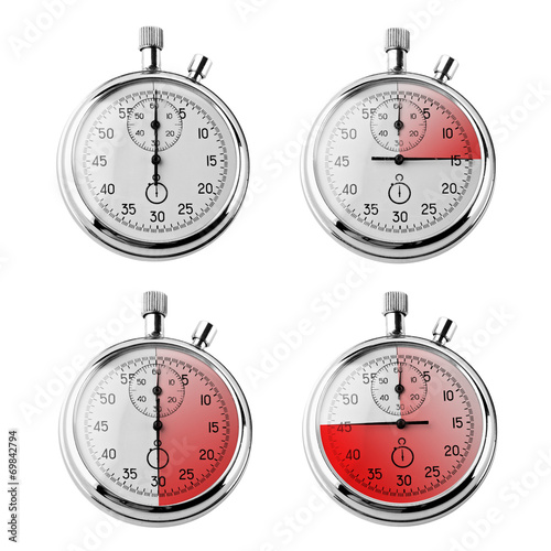 Set of Stopwatches isolated on white
