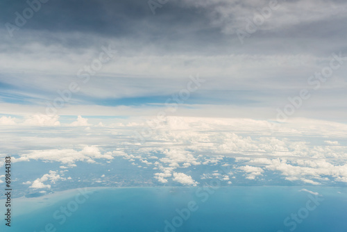 Fototapeta Naklejka Na Ścianę i Meble -  Airplane trace over the clouds