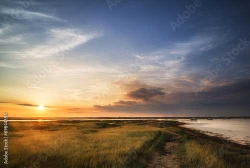 Beautful Summer evening landscape over wetlands and harbour