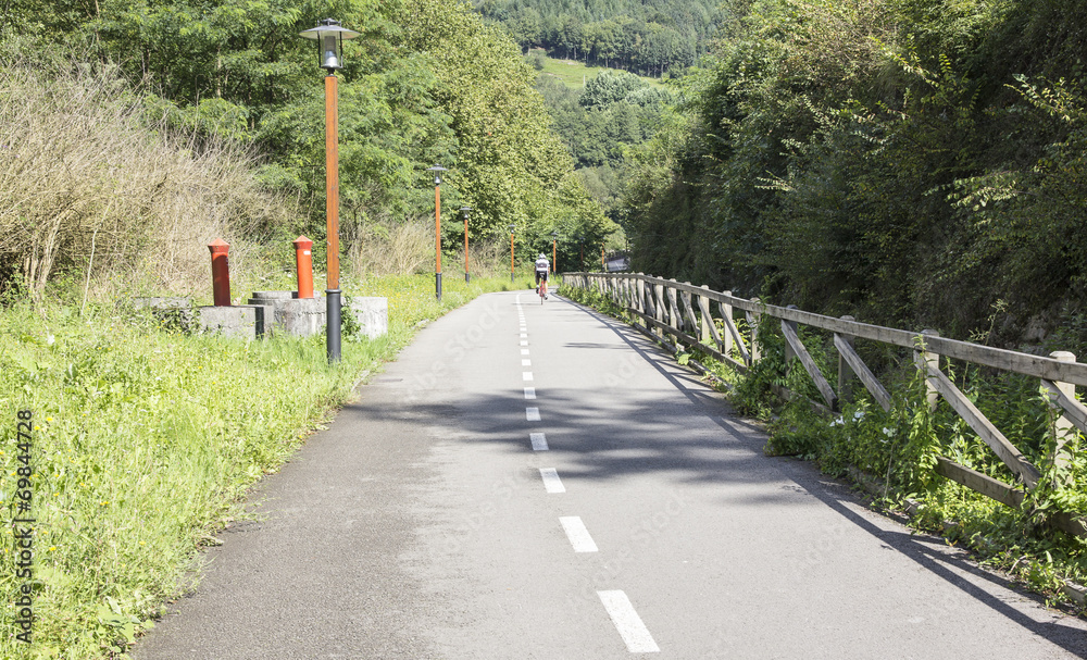 cycling through a mountain road