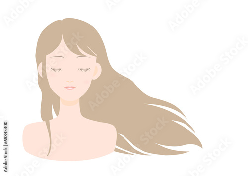 女性 目を閉じる 白背景