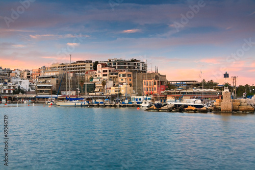 Evening scenery in the Mikrolimano marina  Piraeus  Athens.