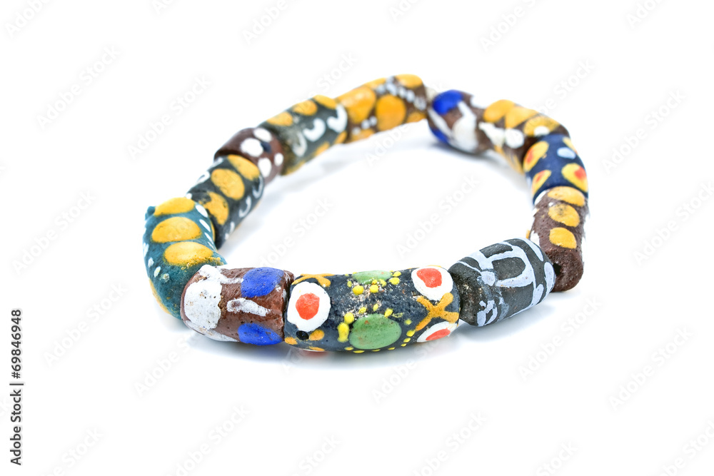 Colorful clay bracelet isolated on white Colorful clay bracelet isolated on white