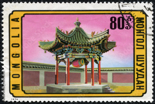 stamp printed by Mongolia, shows Eastern Architecture