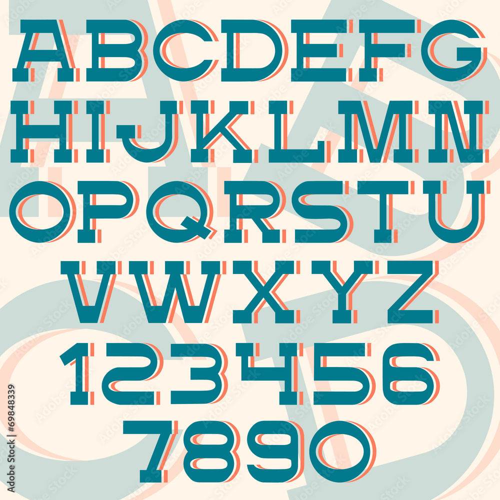 Font and numbers - retro style