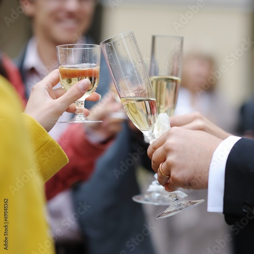 Wedding celebration with champagne