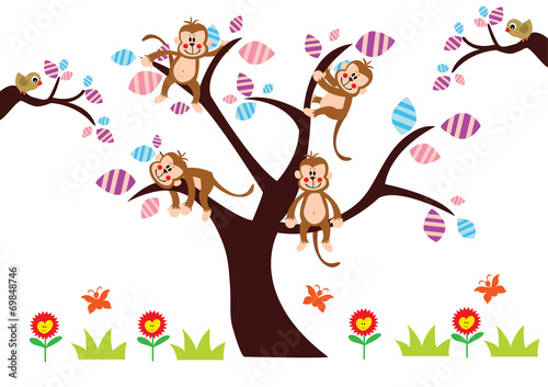 małpki na drzewie