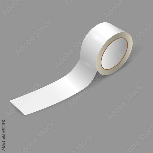 Roll of adhesive tape isolated on grey background