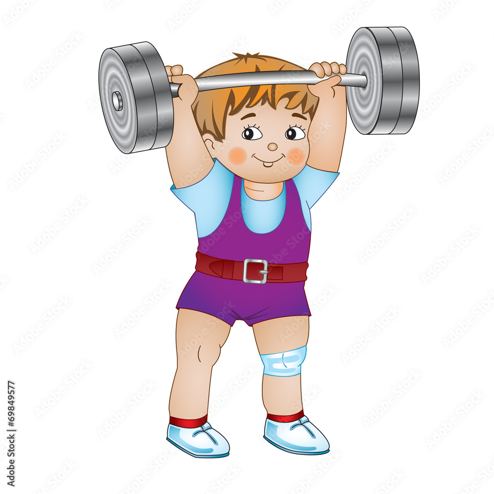 Obraz premium Boy engaged in heavy exercise