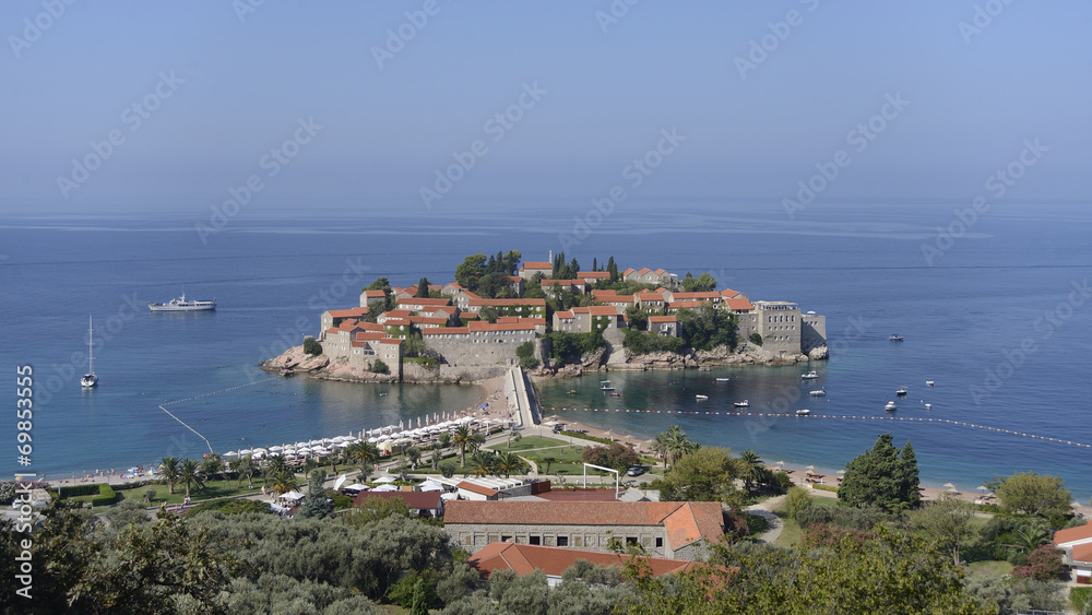 Sveti Stefan, view form the top, Montenegro