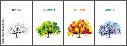 vector four season trees