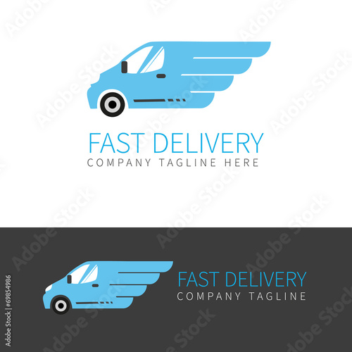 Blue delivery van logo