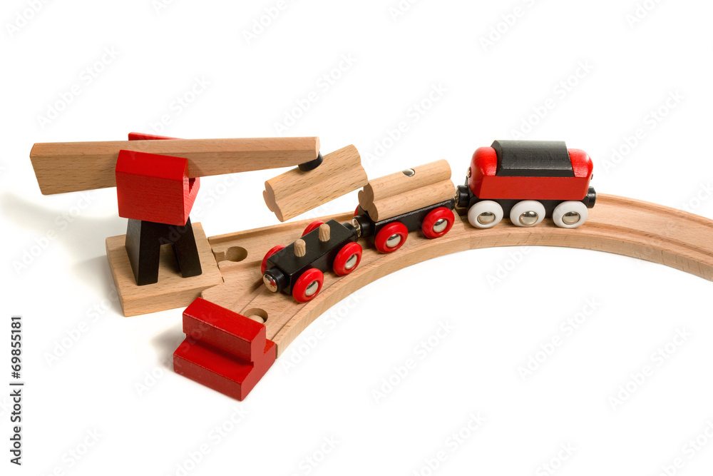 Wooden toy colored train