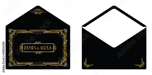 an art deco style invitation envelope