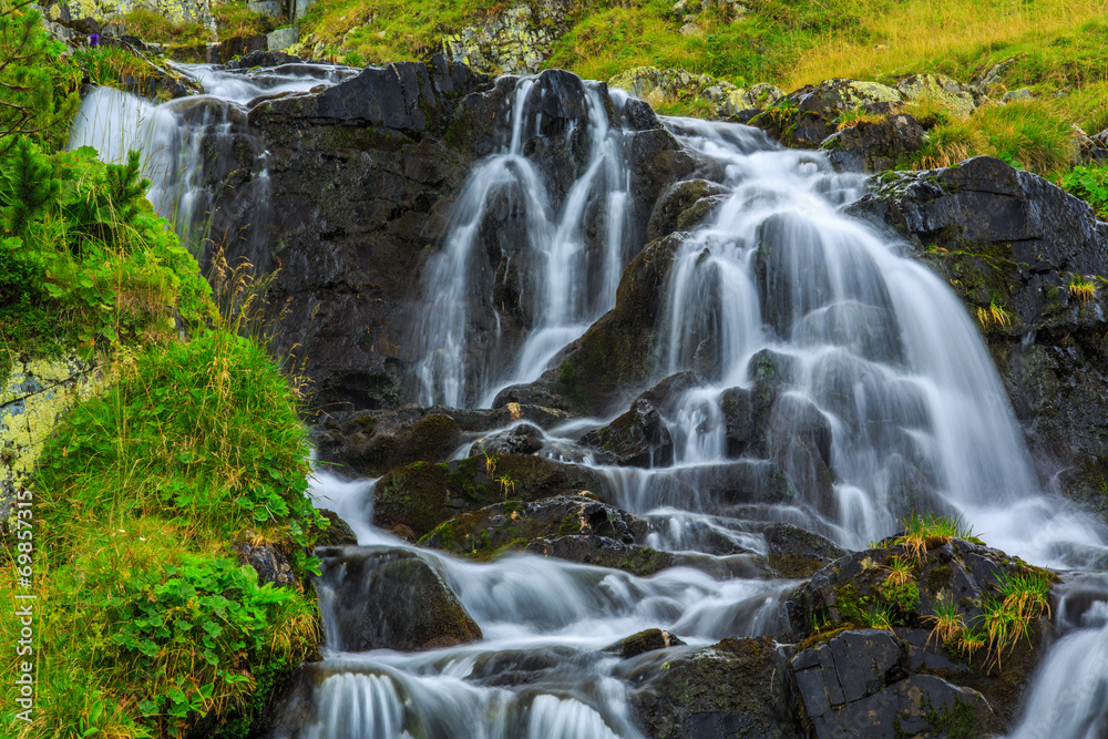 Deep forest waterfalls in the Transylvanian Alps Deep forest waterfalls in the Transylvanian Alps