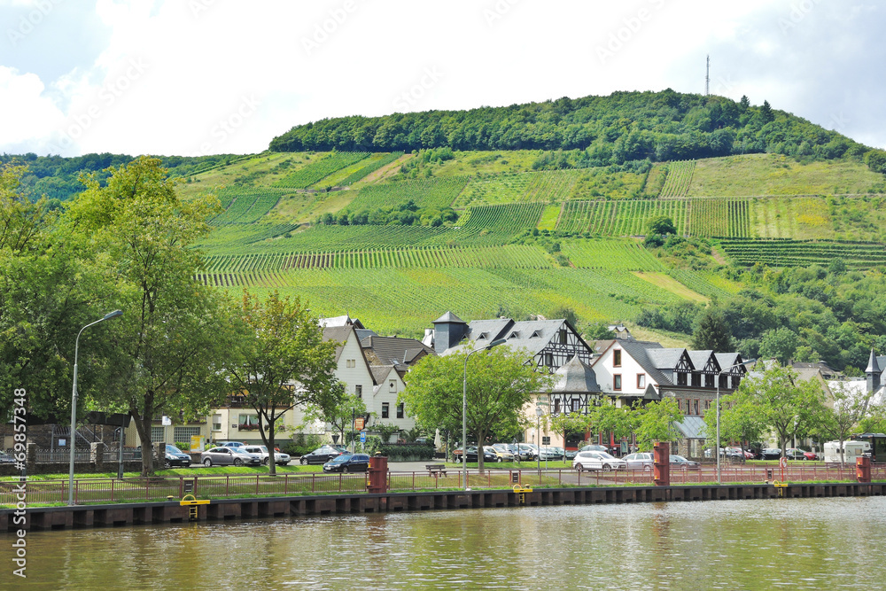 Moselle waterfront of Ellenz Poltersdorf village