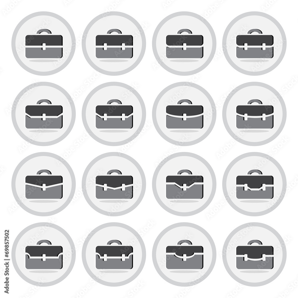 Vector of flat icon, briefcase set on isolated background Vector of flat icon, briefcase set on isolated background
