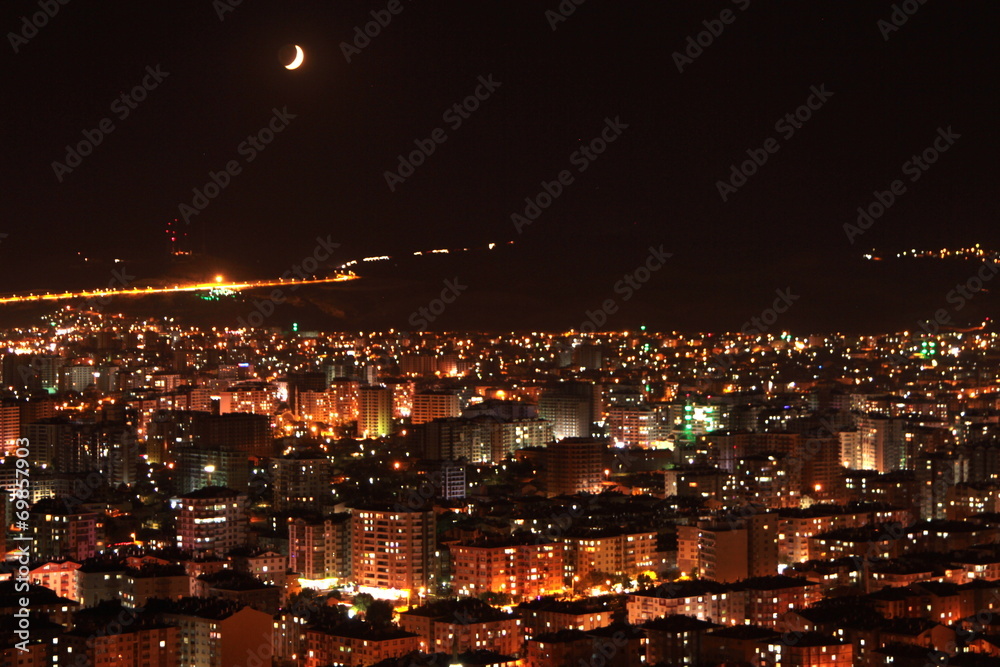 Night and city lights. ( Konya-Turkey).