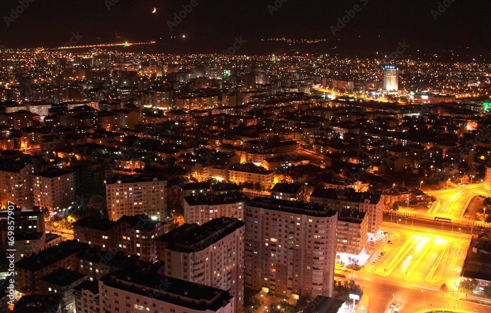 Fototapeta premium Night and city lights. ( Konya-Turkey).