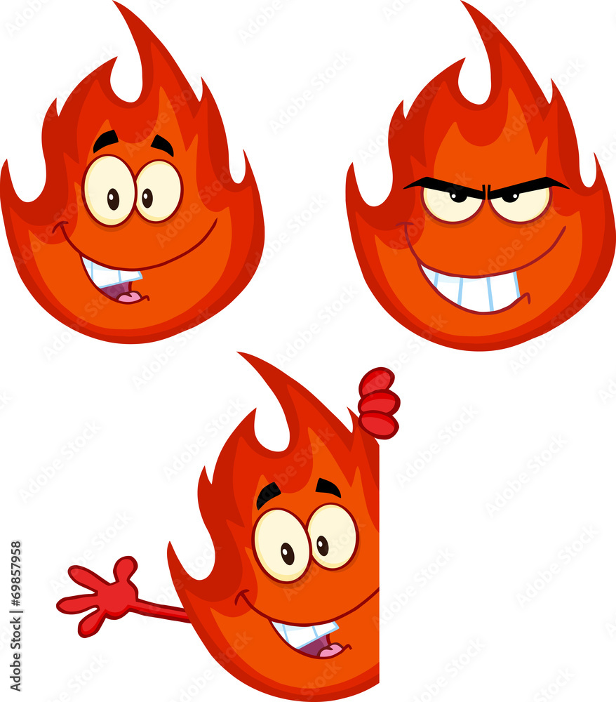 Flame Cartoon Mascot Character 7. Collection Set Stock Vector Adobe Stock