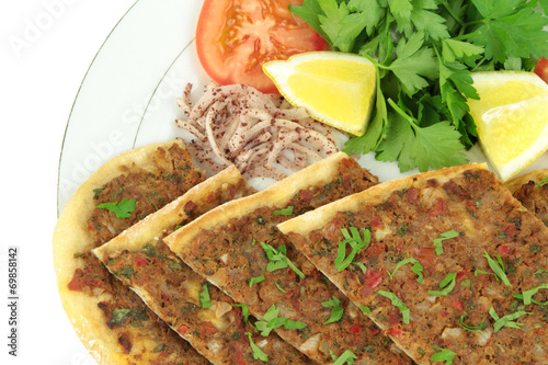 Delicious Turkish Pizza. ( Lahmacun or Etli ekmek )
