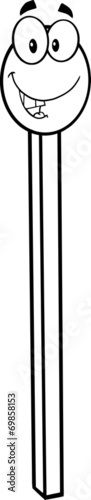 Black And White Smiling Match Stick Cartoon Mascot Character