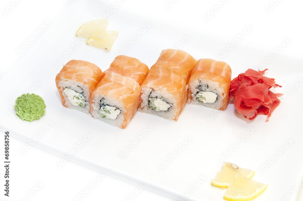 delicious seafood sushi at a Japanese restaurant delicious seafood sushi at a Japanese restaurant