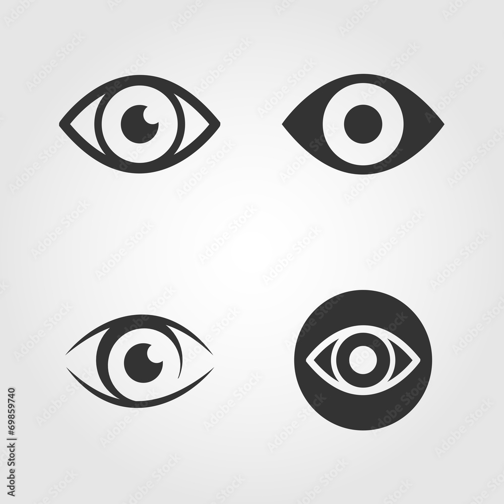 Eye icons set, flat design