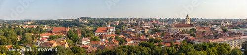 Panorama of the city center of Vilnius, Lithuania
