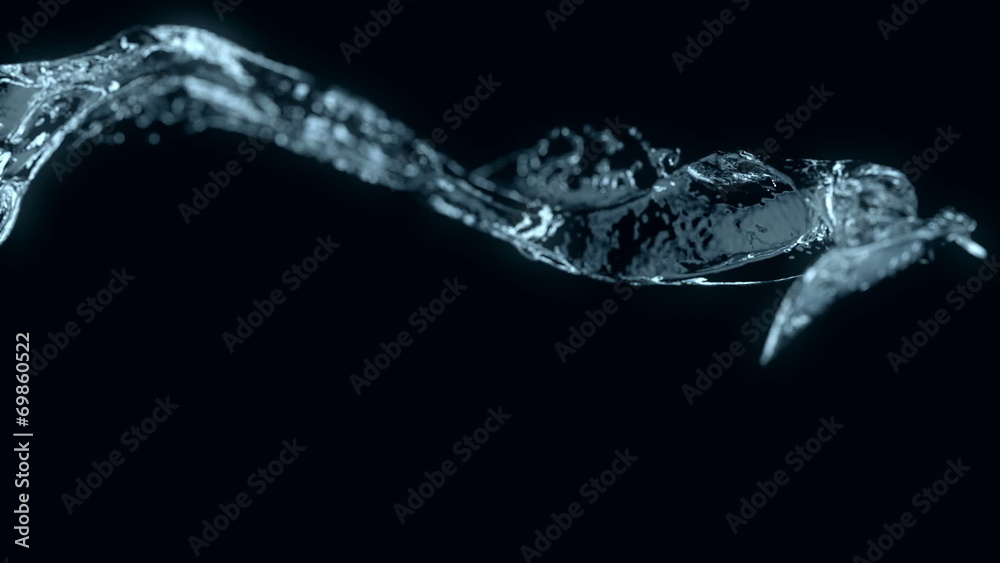 Water flow on black (cg slow motion water with alpha matte) Water flow on black (cg slow motion water with alpha matte)