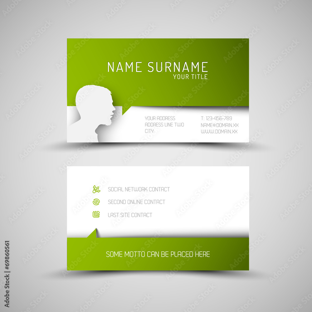 Modern simple green business card template with user profile Modern simple green business card template with user profile